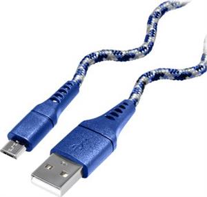 Transmedia Flexible blue cable USB type A plug to Micro USB B plug, 1m
