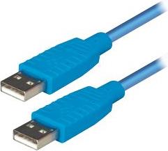 Transmedia USB 2.0 type A plug to USB type A plug, Blue, 1,2 m