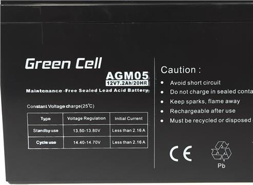 Green Cell (AGM05) baterija AGM 12V 7.2Ah