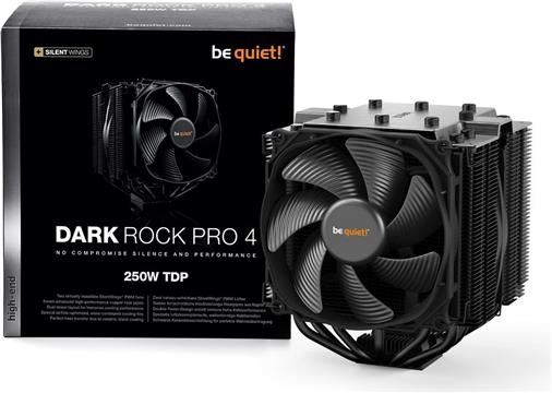 Hladnjak za CPU, BE QUIET Dark Rock Pro 4 250W, s. 1150/1151/1155/1156/1366/2011-3/2066/AM2+/AM3+/AM4/FM1/FM2+, crni