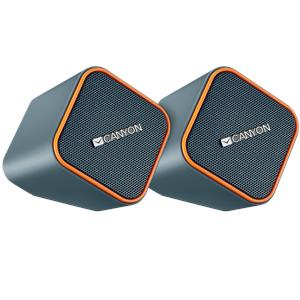 Canyon CNS-CSP203O wired stereo Speaker, 1.2m cable with USB2.0 & 3.5mm audio connector, dark grey(orange stripe)