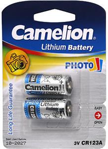 Baterija litijeva 3 V FOTO CR123A, dva komada, Camelion