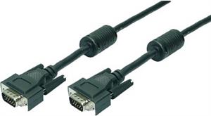VGA kabel HDB15 M/M 10,0 m, 2-struko oklopljen, s feritima, crni