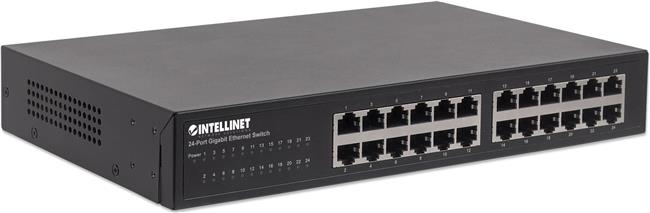 INTELLINET 24-Port Gigabit Switch Desktop & 19"Rackmount Met