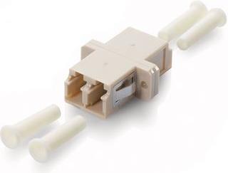 Opt. adapter LC duplex Ž/Ž, multimode OM1/OM2, metal sleeve, beige