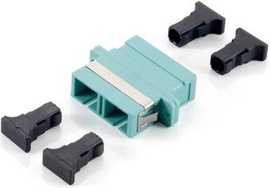 Opt. adapter SC duplex Ž/Ž, multimode OM3, ceramic sleeve, aqua