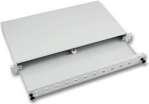 Opt. patch panel 19" 1U za 12xLC-D/SC-S/E2000-S/MTRJ, izvlačivi, svjetlo sivi (RAL 7035)