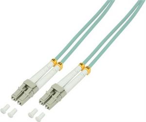 Opt. prespojni kabel LC/LC duplex 50/125µm OM3, LSZH, tirkizni, 0,5m