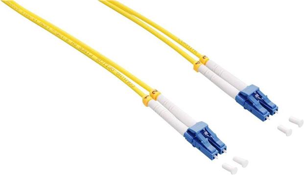 Opt. prespojni kabel LC/LC duplex 9/125µm OS2, LSZH, žuti, 0,5 m