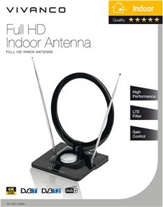 Antena Vivanco Full HD, unutarnja, prstenast dizajn, podesiva, LTE Filter, 2m kabel