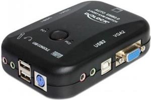 KVM switch DELOCK, 2PCa na tipk. + miš + monitor VGA (D-Sub), audio, USB