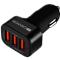 Canyon CNE-CCA06B Universal 3xUSB car adapter, Input 12V-24V, Output 5V-3.1A, black rubber coating+black metal ring (side with USB is in plastic), 66*35.2*25.1mm, 0.025kg