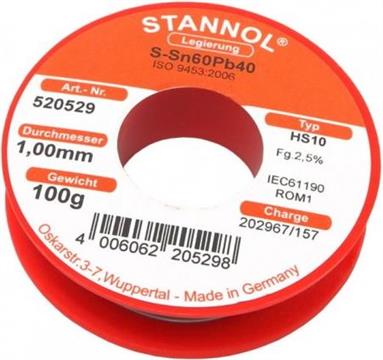 TINOL 100 g 1,00mm, Stannol HS10 520529