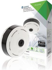Nadzorna IP kamera unutarnja, panoramska KONIG SAS-IPCAM360W1, HD, bijelo/crna