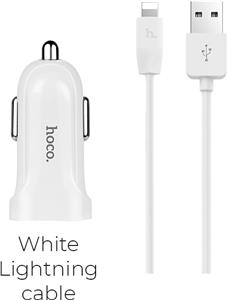 Auto punjač Hoco Z2A two-port set with lightning cable, white