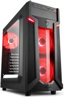 Sharkoon VG6-W Midi Tower ATX kućište, bez napajanja, prozirna prednja/bočna stranica, crveni LED, crno
