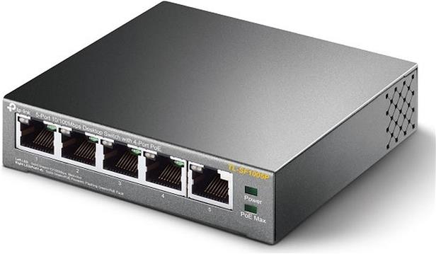 TP-Link TL-SF1005P 5-port Desktop preklopnik (Switch), 5×10/100M RJ45 ports + 4 PoE ports, metalno kućište (58W)