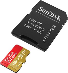 Memorijska kartica SanDisk 128GB Extreme micro SDXC C10 U3 V30 A2 UHS-I, adapter, 160 MB/s