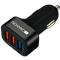 Canyon CNE-CCA07B Universal 3xUSB car adapter(1 USB with Quick Charger QC3.0), Input 12-24V, Output USB/5V-2.1A+QC3.0/5V-2.4A&9V-2A&12V-1.5A, with Smart IC, black rubber coating+black metal ring+QC3.0