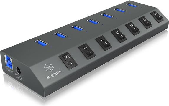 Icybox 7 sabirnica i IB-HUB1701-U3 punjač s USB-C priključkom