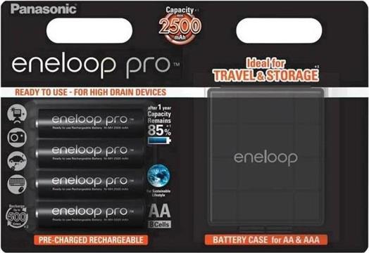 Baterija PANASONIC Eneloop PRO BK3HCDE4BE, tip AA, punjive, 2500mAh, 4kom + kutija