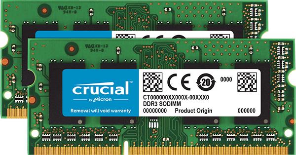 Memorija za prijenosno računalo Crucial 16 GB Kit(2x 8) SODIMM DDR3 PC3-12800 1600MHz CL11 for Mac & PC, CT2K8G3S160BM