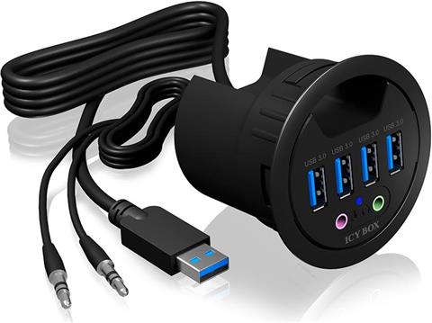 Icybox 4x USB 3.0 koncentrator i audio 3,5 mm konektori za instalaciju u tablici