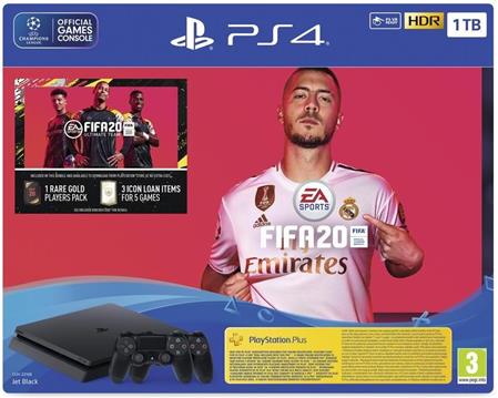 Igraća konzola SONY PlayStation 4, 1000GB, F Chassis, crna + FIFA 20 + Dualshock WiFi Controller + FUT 20 VCH + PS Plus 14 Days