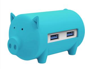 USB hub 3-port USB 3.0, card reader, OTG, ORICO Little pig, BLUE