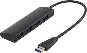 USB hub s 4 porta, USB 3.1, aluminij, crni, Deltaco UH-481