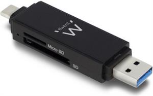 Ewent EW1075 card reader Black USB 3.0 (3.1 Gen 1) Type-A/Type-C