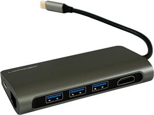 USB HUB LC POWER LC-HUB-C-MULTI-3, USB-C na 3x USB 3.0, HDMI, SD/TF card, RJ45