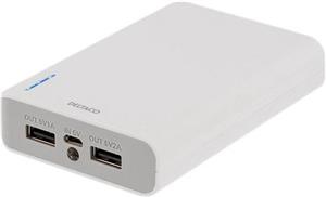 PowerBank Deltaco, 10.000 mAh, 2x USB, LED light, white, PB-814