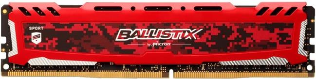 Memorija Crucial DRAM 8GB DDR4 3000 MT/s (PC4-24000) CL15 SR x8 Unbuffered DIMM 288pin Ballistix Sport LT DDR4 UDIMM - Red, BLS8G4D30AESEK
