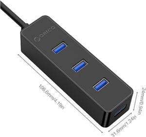 USB hub 4-port USB 3.0, black, ORICO W5PH4