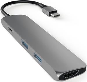 Satechi Aluminum SLIM TYPE-C MultiPort Adapter (HDMI 4K,PassThroughCharging,2x USB 3.0) - Space Grey