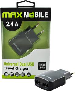 Kućni punjač MAXMOBILE Duo TR-067, USB, 2.4 A, crni