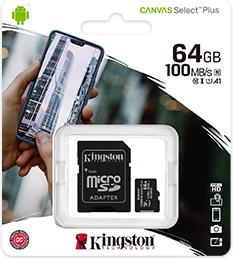 Memorijska kartica KINGSTON Canvas Select Plus Micro SDCS2/64GB, SDXC 64GB, Class 10 UHS-I + adapter