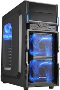 Sharkoon VG5-W Midi Tower ATX kućište, prozirna bočna stranica, bez napajanja, plavi LED, crno