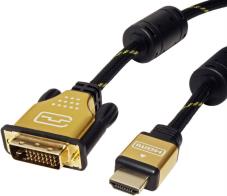 Roline GOLD DVI kabel, DVI-D (24+1) na HDMI (M/M), Dual Link, UHD 4K, 2.0m