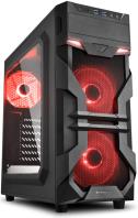 Sharkoon VG7-W Midi Tower ATX kućište, bez napajanja, prozirna prednja/bočna stranica, crveni LED, crno