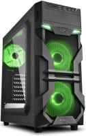 Sharkoon VG7-W Midi Tower ATX kućište, bez napajanja, prozirna prednja/bočna stranica, zeleni LED, crno