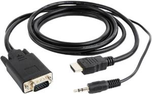 Gembird HDMI to VGA and audio adapter cable, single port, black 3m