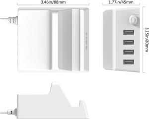 Wall charger 4-port USB with stand, white, ORICO CHK-4U