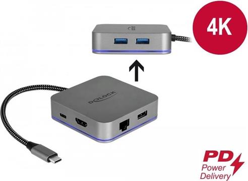 Docking station DELOCK, USB-C na USB-C, 3 x USB 3.0, HDMI, LAN, za mobilne uređaje