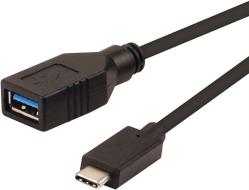 Roline USB3.2 Gen 1 kabel TIP A-C F/M, 0.15m, crni
