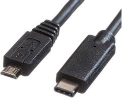 Roline USB2.0 kabel TIP C(M) na Micro B(M), 1.0m,