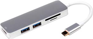 Roline USB-C docking station, 4K HDMI, 2×USB 3.1 Gen 1, 1×SD/MicroSD čitač kartica