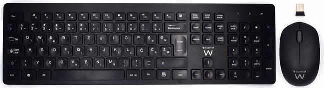 Tipkovnica + miš Ewent Wireless Multimedia Combo, USB, CRO