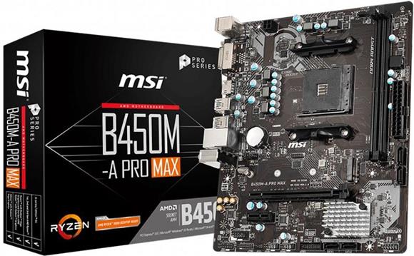 Matična ploča MSI B450M-A_PRO_MAX (SAM4, 2xDDR4, 1xPCI-Ex16, 1xPCI-Ex1,6 x USB3.2, 6 x USB2.0, 4xSATA III, M.2, DVI-D, HDMI, GLAN) mATX Retail